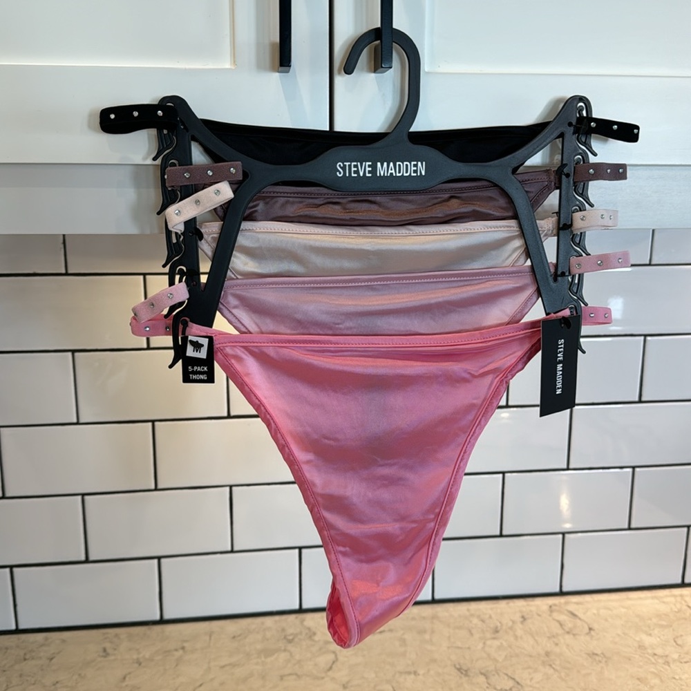Steve Madden Silky 5 Pack of Bling Thongs